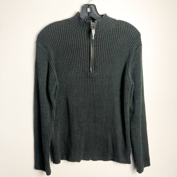 Woolrich Chunky Ribbed Knit Quarter Zip Pullover Womens XL black - Picture 5 of 11
